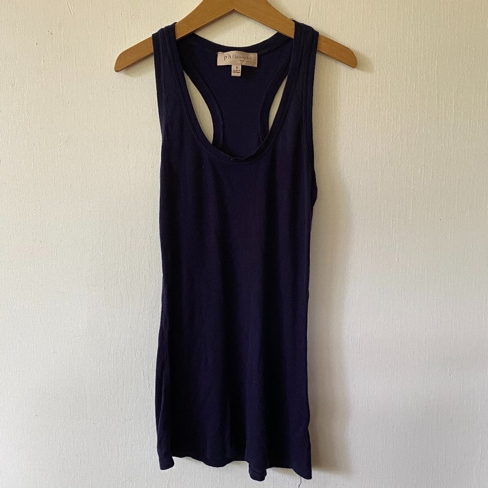Philosophy Y2K Tank Top Womens Small Blue‎ Ribbed Basic Layering 00s 90s